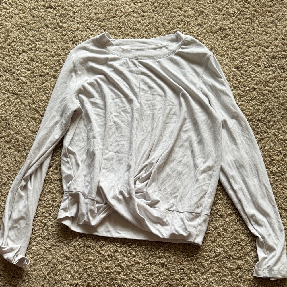 Old Navy Women's Long Sleeve Twist-Hem Top in white